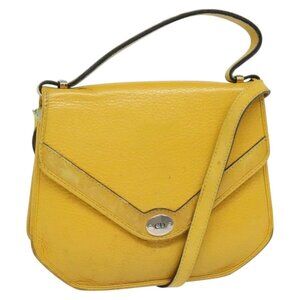 Christian Dior Hand Bag Leather 2way Yellow Gold Auth BA2590
